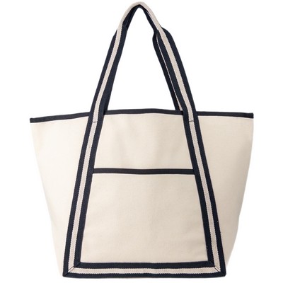 Blank Heavy Duty Seaside 16 oz Canvas Boat Tote Bag | Beach Travel Daily Black (24x15x9)