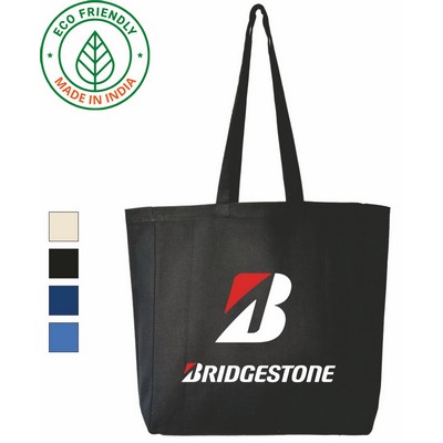 10 oz Canvas Book Tote Bag | Reusable Gusseted Everyday Grocery Black (13x14x4)