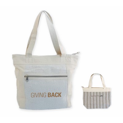 ITBN1545 "Tara" Hemp/Cotton Zippered Tote Bag